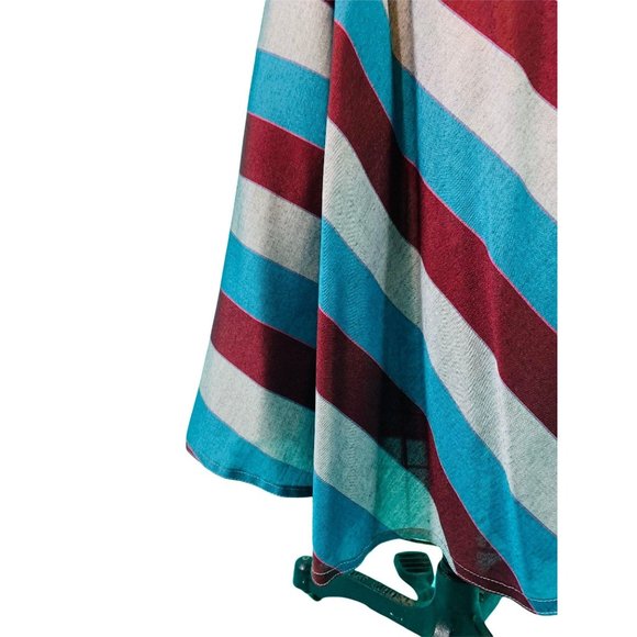 Vintage 1980s Stripe Skirt Blue Gray Burgundy Striped | W 25-30" - Picture 8 of 10